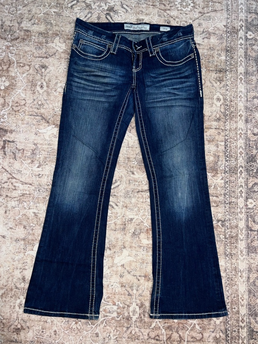 Buckle BKE Sabrina Bootcut Jeans Thick Stitch Dark Wash Size 29R